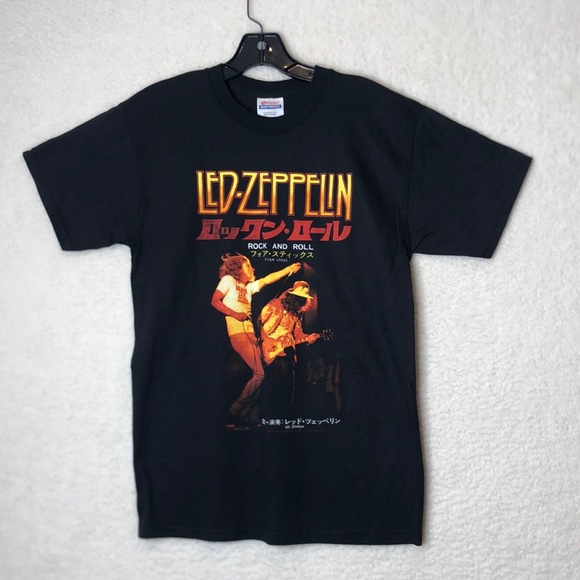 NWOT Led Zeppelin Concert Tee Shirt Rock and Roll Four Sticks Japan 2007 S SMALL - Picture 1 of 7